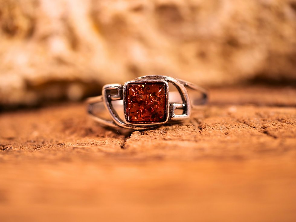 Thumbnail: amber protective harmony balance courage square stone silver, amber polish heirloom artisan handmade