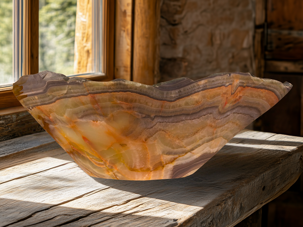 amber tones, earthy design, calming energy, onyx art, decorative bowl, premium onyx decor,