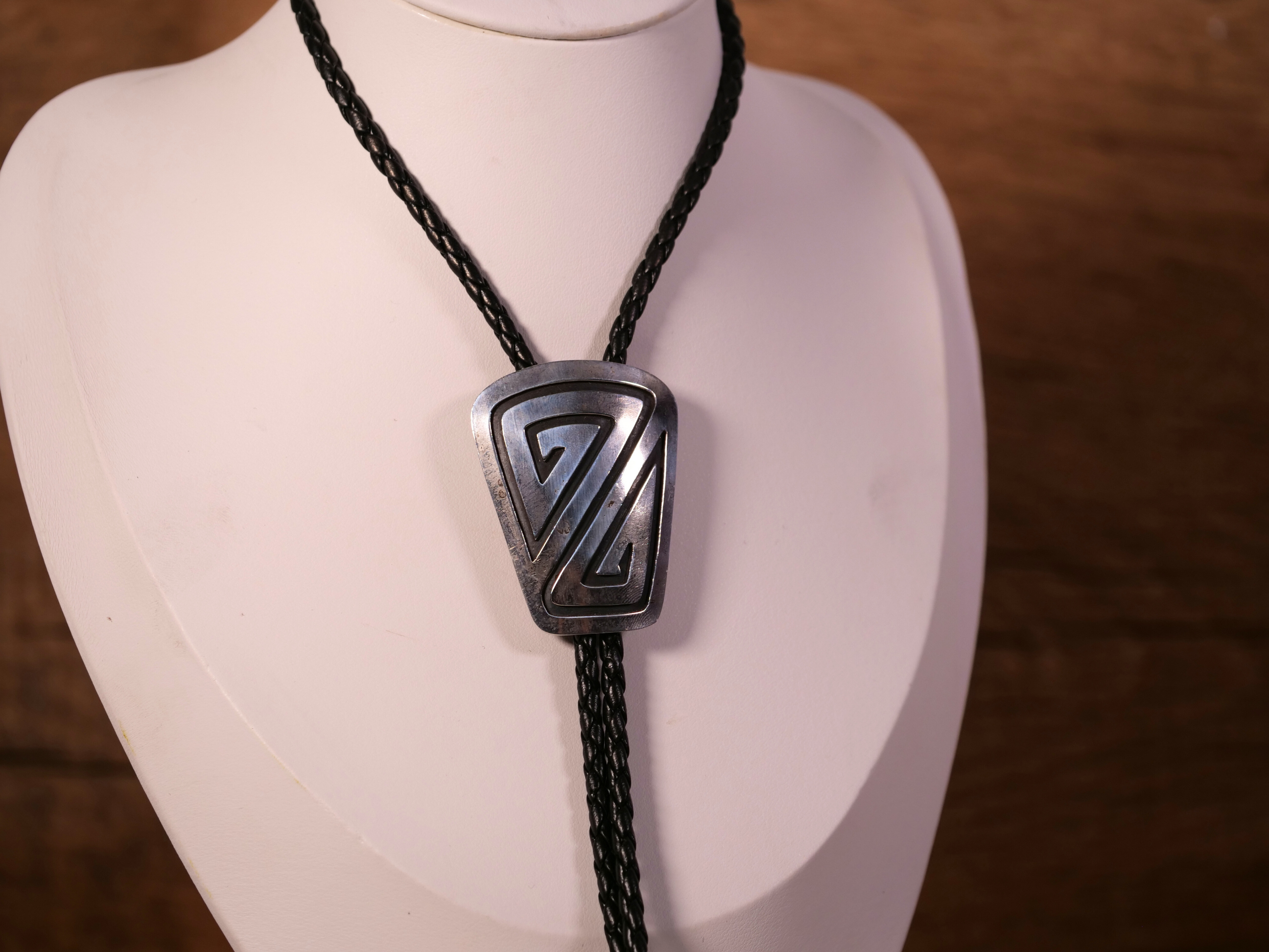 silver bolo tie geometric bolo tie native american bolo tie tribal bolo tie handmade bolo tie sterling silver