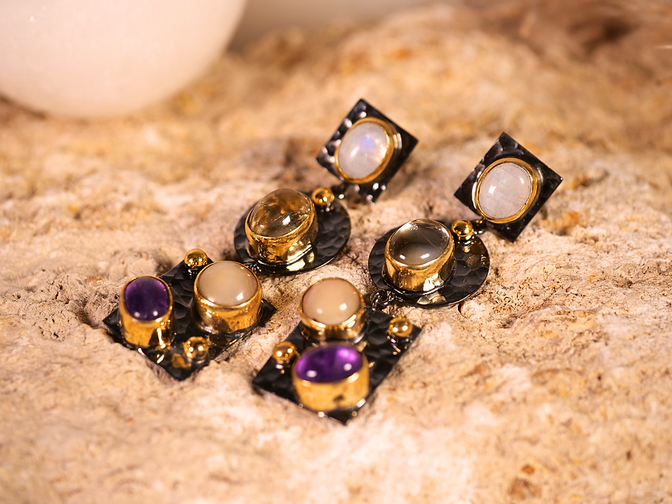 Thumbnail: citrine jewelry elegant earrings bohemian jewelry luxury gemstone earrings celestial-inspired