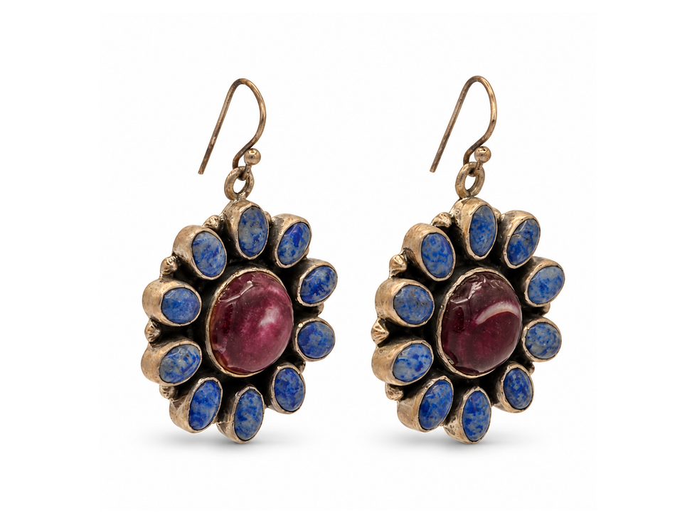 earrings, floral dangle earrings, flower cluster earrings, Southwestern earrings, Western earrings,