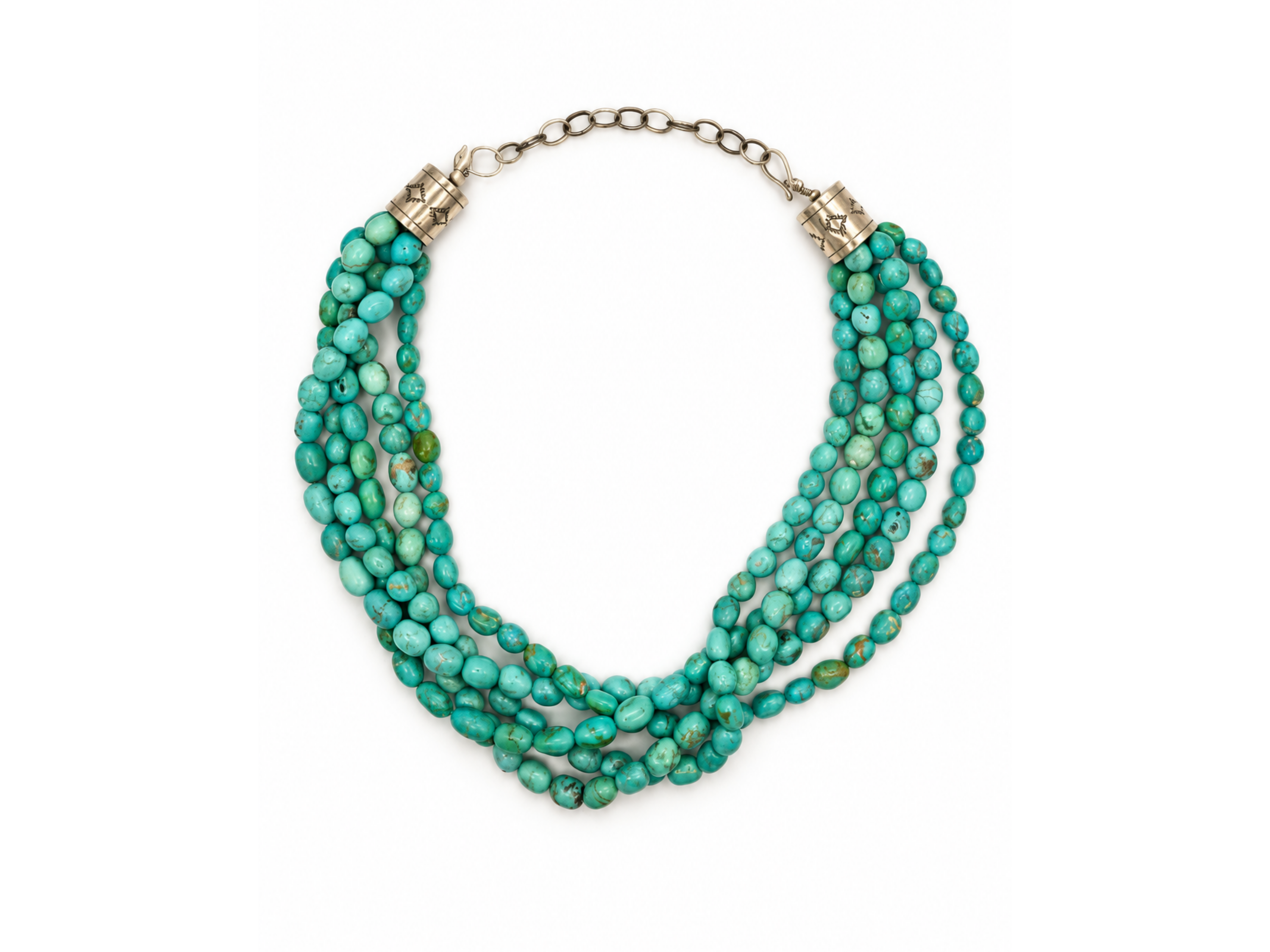turquoise oval bead necklace, multistrand turquoise necklace, blue green turquoise necklace, turquoise statement necklace, po