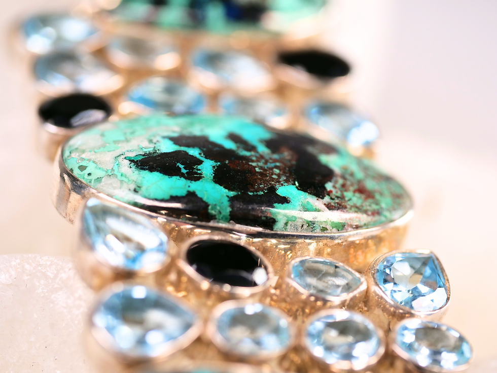 Thumbnail: Blue Topaz, Chrysocolla, and Black Onyx Bracelet