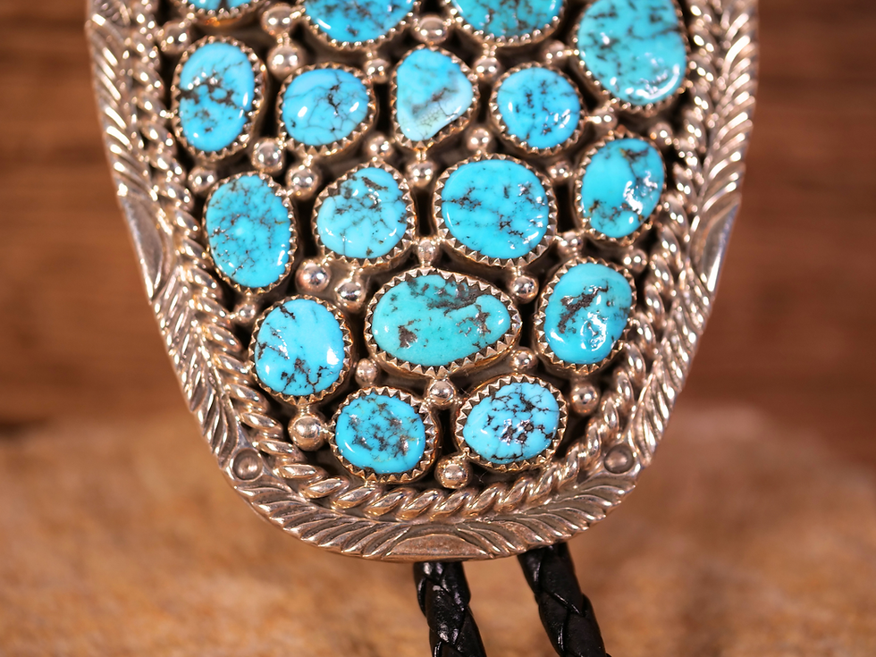Thumbnail: cluster jewelry rustic bolo tie silver frame bolo turquoise and silver bolo turquoise bead jewelry turquoise