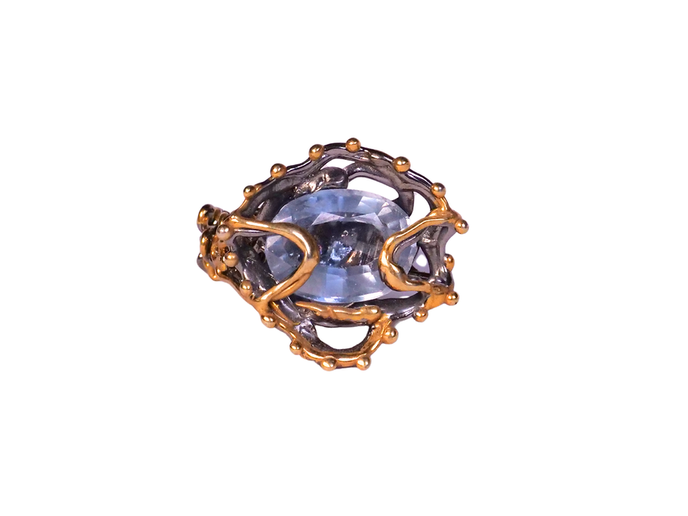 Thumbnail: fantasy ring, witchy ring, mystic jewelry, alternative jewelry, art ring, gallery ring, blue crystal ring, clear blue gemston
