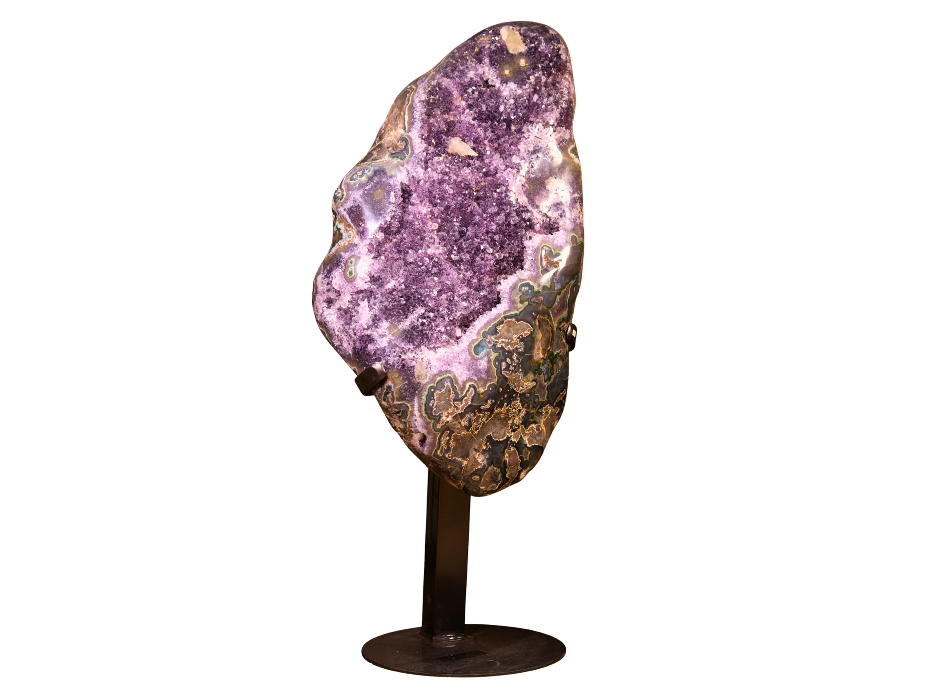 extra large amethyst, large amethyst with calcite, large amethyst with moss agate, amethyst calcite moss agate specimen, amet
