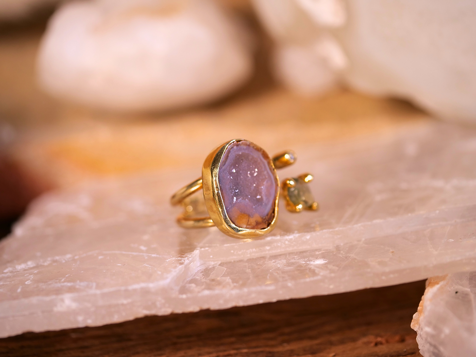 Thumbnail: gemstone ring love compassion abundance gemstone jewelry rhodochrosite crystal ring citrine crystal ring citrine stacking rin