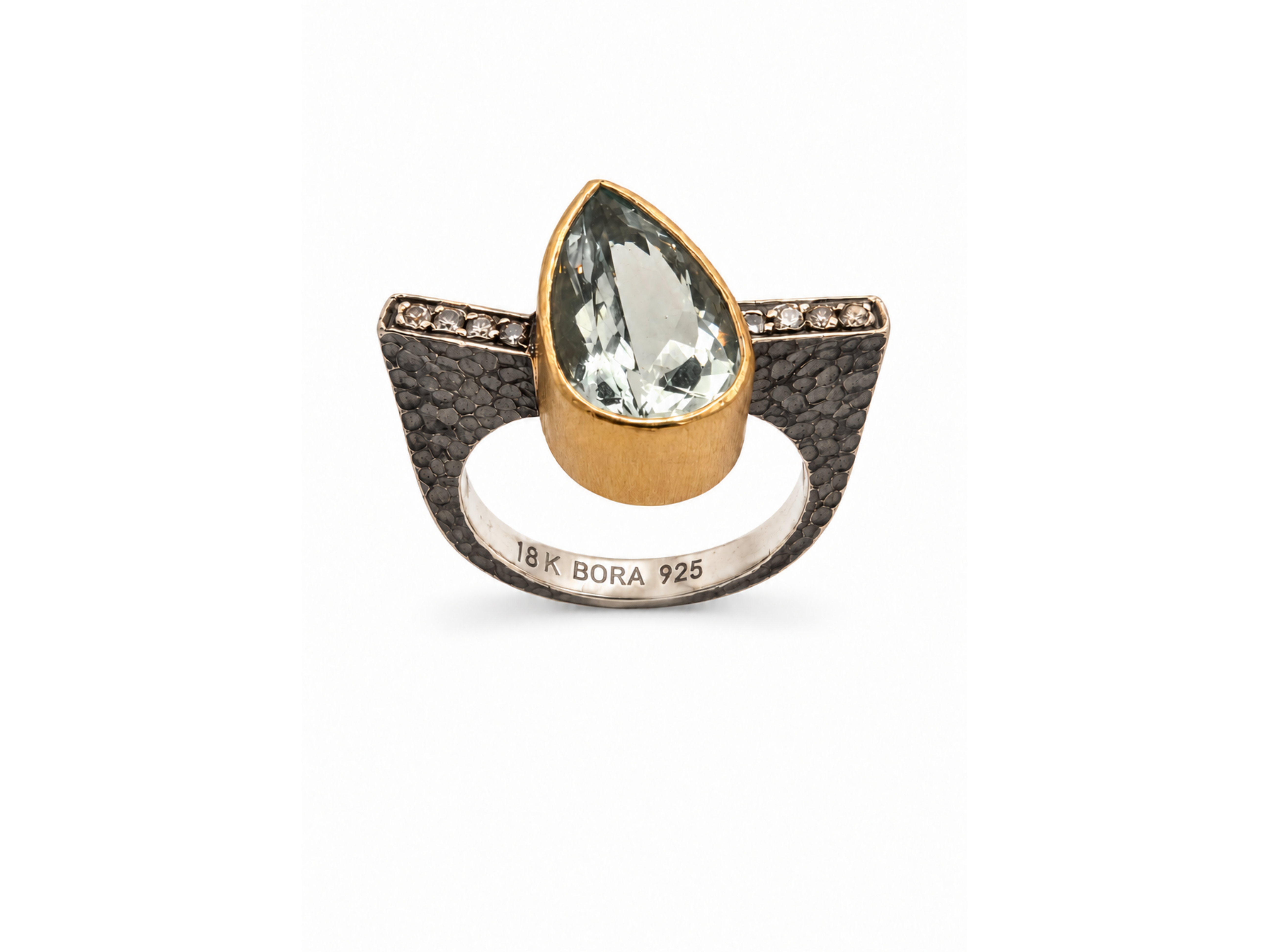 BORA blue topaz ring, BORA ring, pear shaped topaz ring, teardrop topaz ring, faceted blue topaz, blue topaz statement ring,