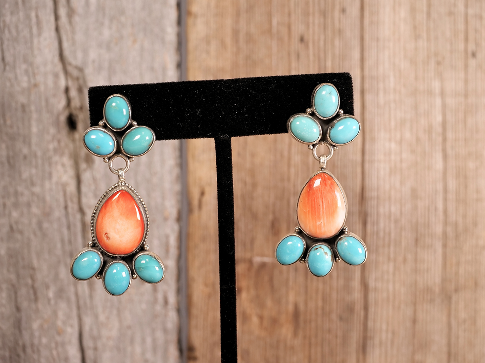 Thumbnail: drop earrings, modern earrings, artisanal design, silver treasures, vibrant jewelry, turquoise heritage
