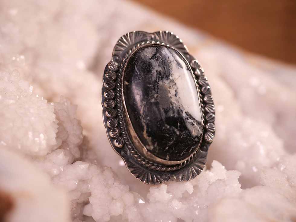 Thumbnail: white buffalo ring sterling silver handmade jewelry natural stone ring artisan crafted gemstone