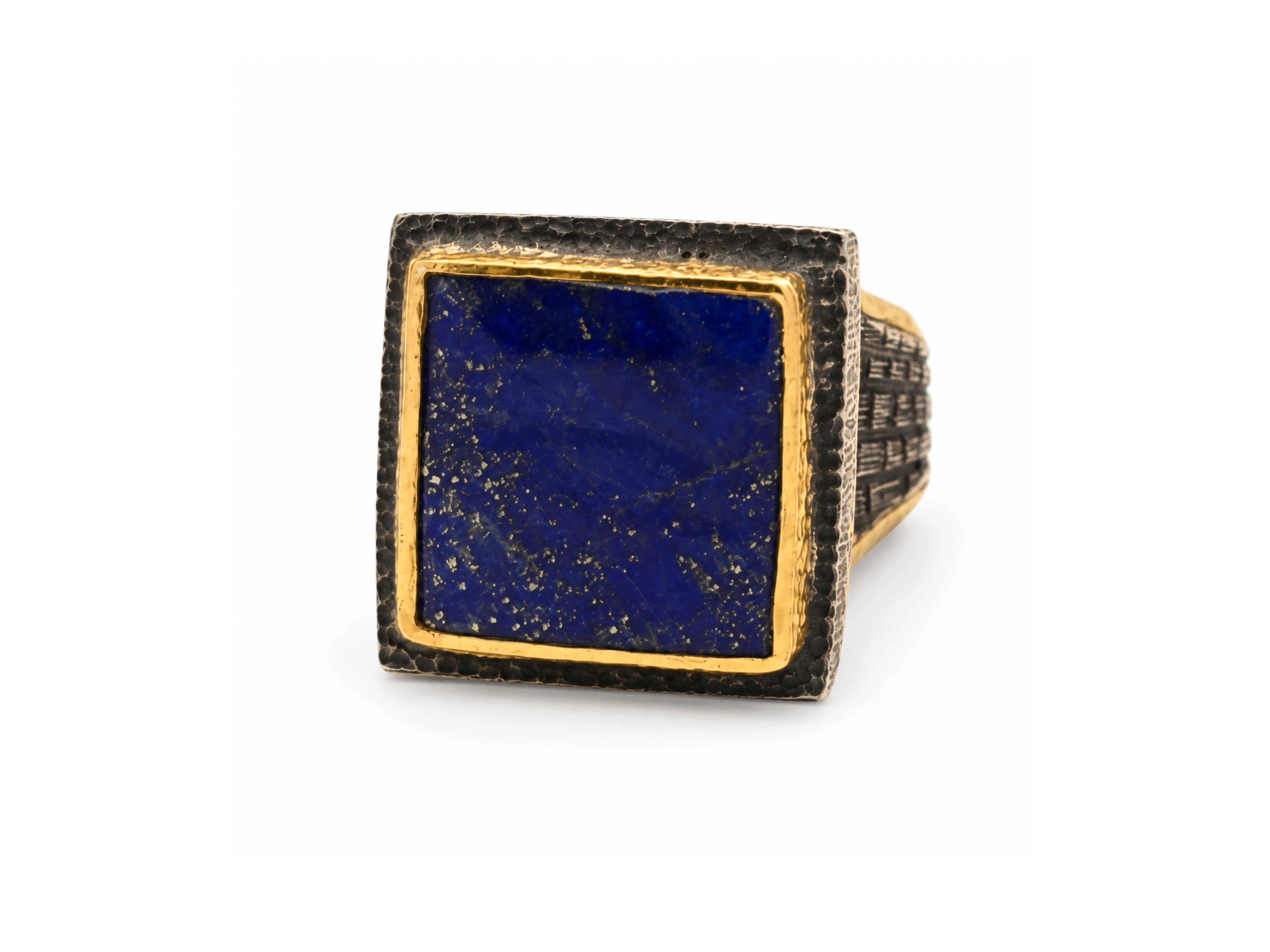BORA lapis lazuli ring, gold plated lapis ring, rectangular lapis lazuli ring, blue gemstone statement ring, wide band lapis