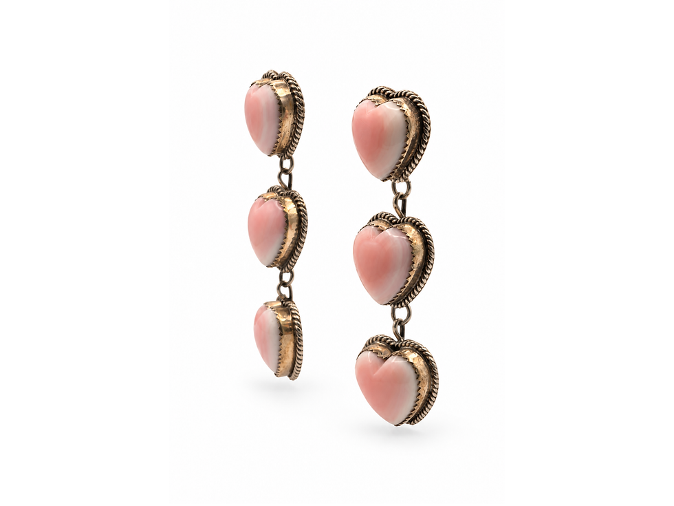 Thumbnail: jewelry, conch heart earrings, feminine statement jewelry, pink occasion earrings, romantic anniversary gift, heart earrings