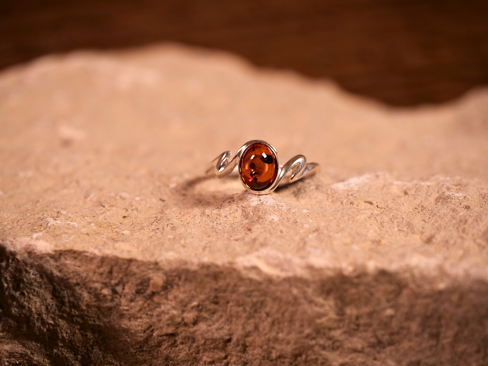 Thumbnail: amber swirl ring, glowing cognac amber swirl silver, polish artisan swirl amber jewelry, amber swirl daily wear ring, amber p