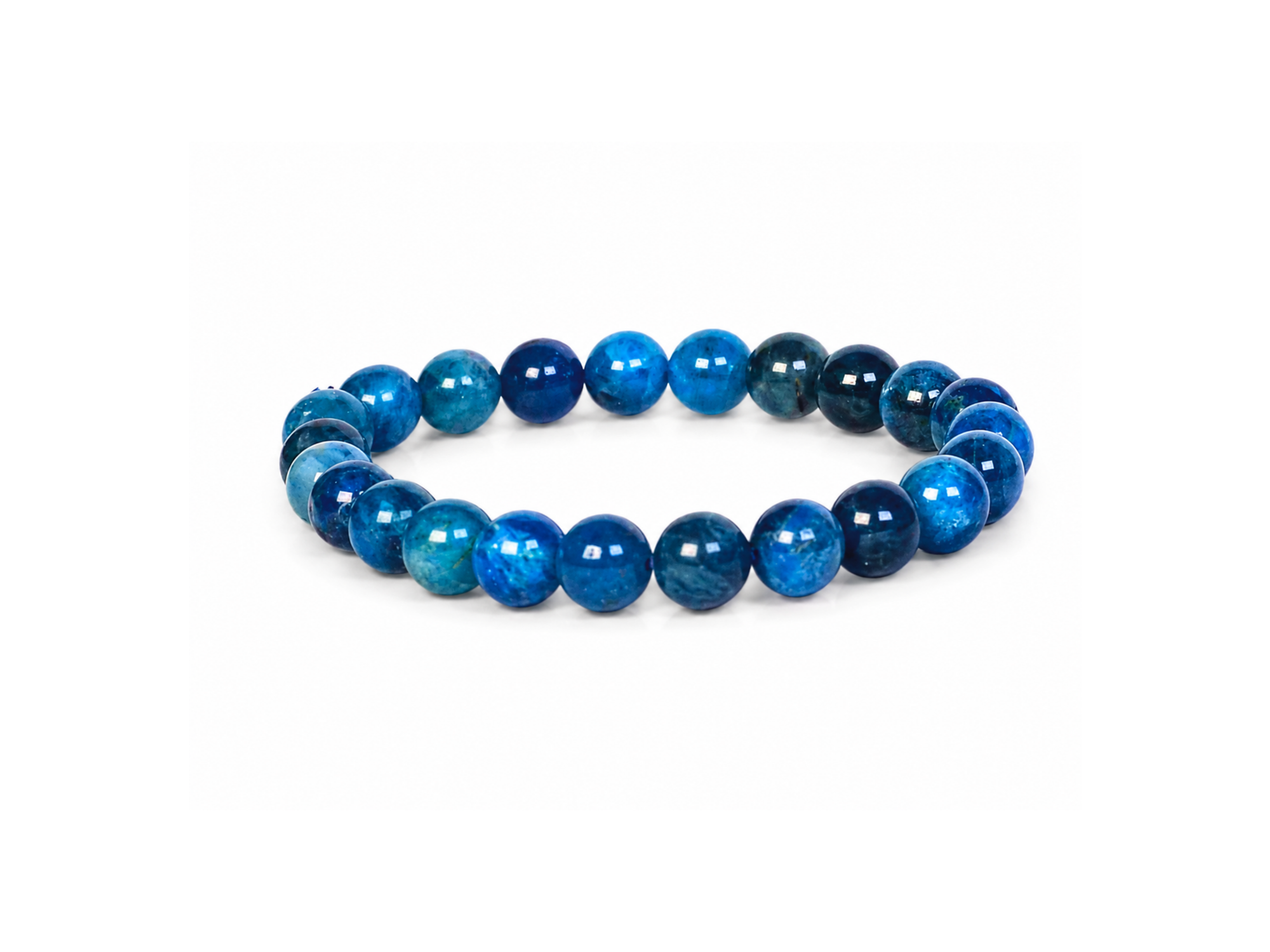 blue apatite bracelet, blue apatite stretch bracelet, apatite beaded bracelet, blue crystal bracelet, blue gemstone bracelet,