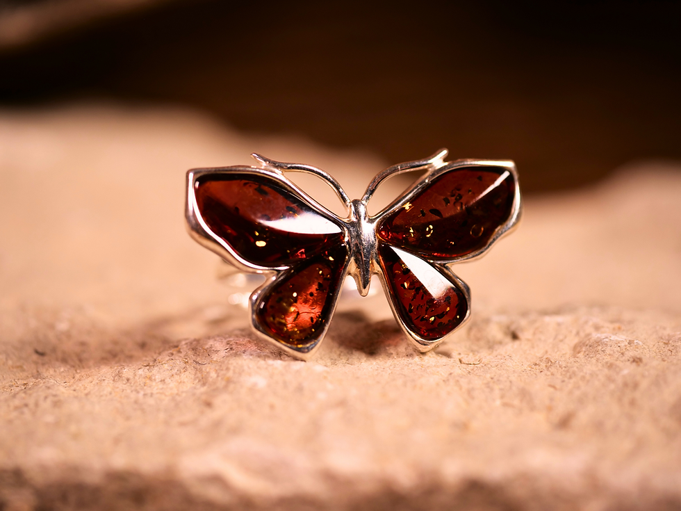 Thumbnail: amber butterfly boho jewelry, amber butterfly vintage ring, amber butterfly heirloom jewelry, amber butterfly fashion ring, a