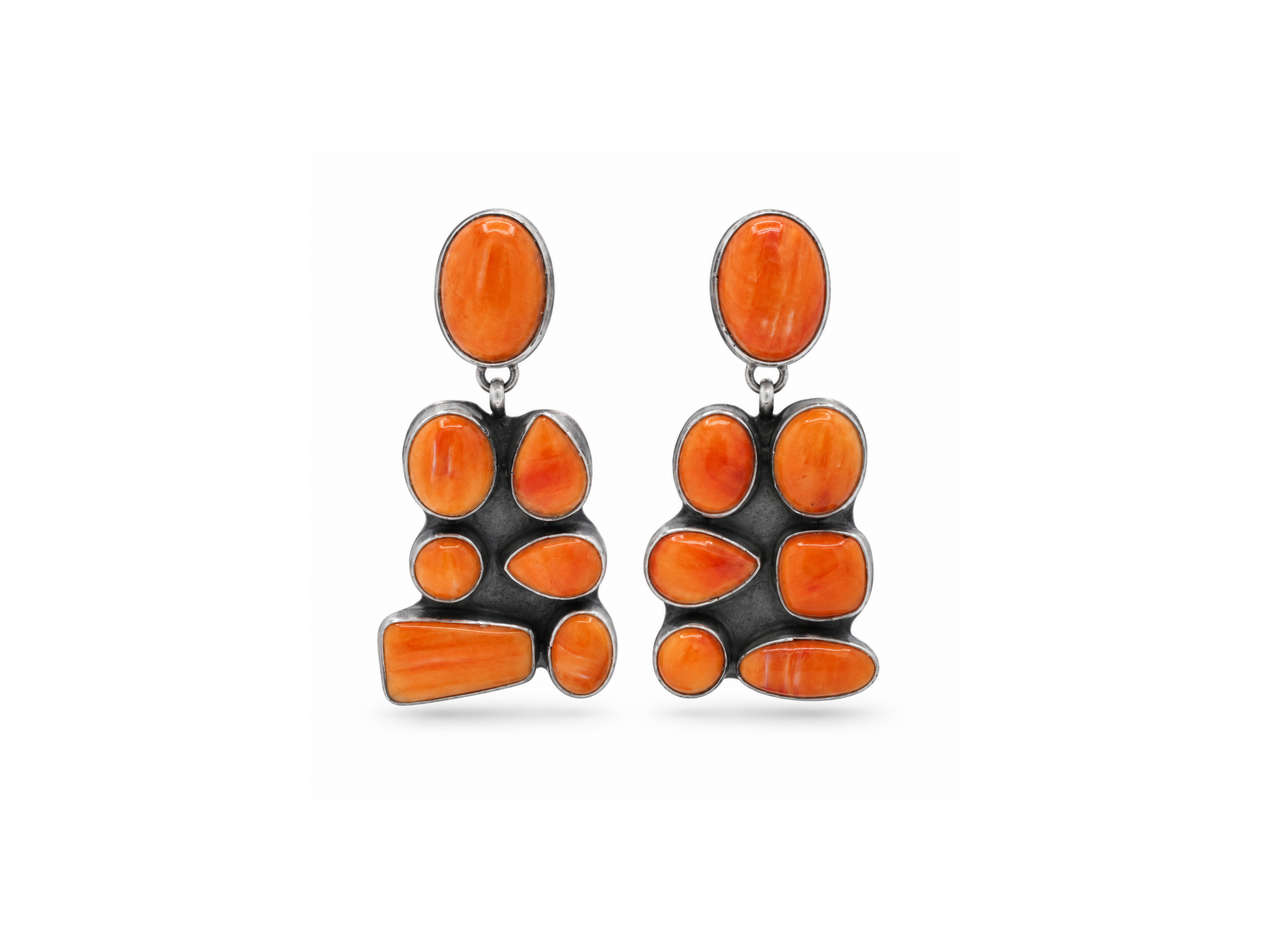 coral earrings orange coral earrings coral drop earrings coral dangle earrings Coral Mosaic earrings coral statement earrings