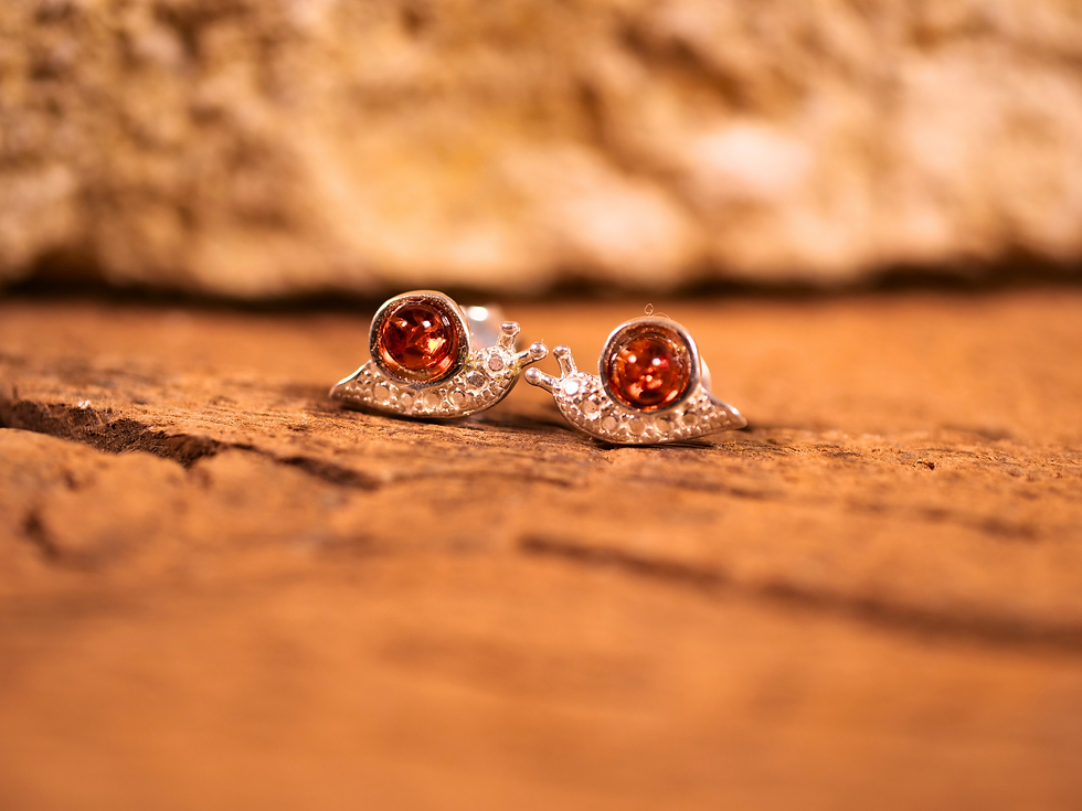 amber snail earrings, amber stud earrings, Baltic amber jewelry, snail shaped earrings, whimsical amber jewelry,