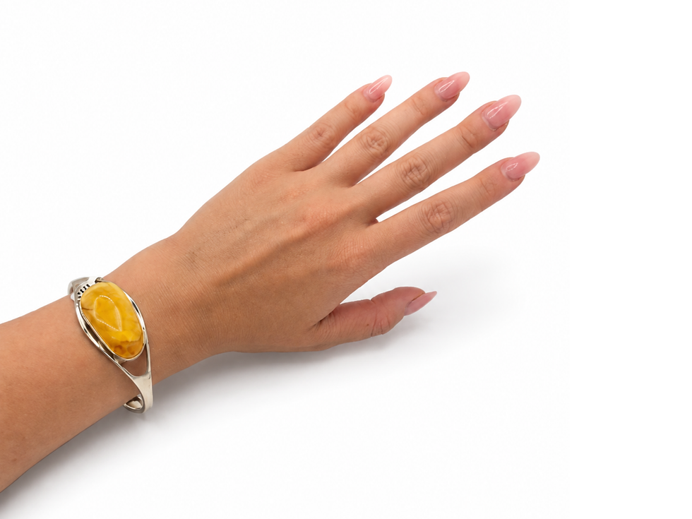 Thumbnail: Baltic amber cuff bracelet, Baltic amber bracelet, natural Baltic amber bracelet, sterling silver Baltic amber bracelet, B