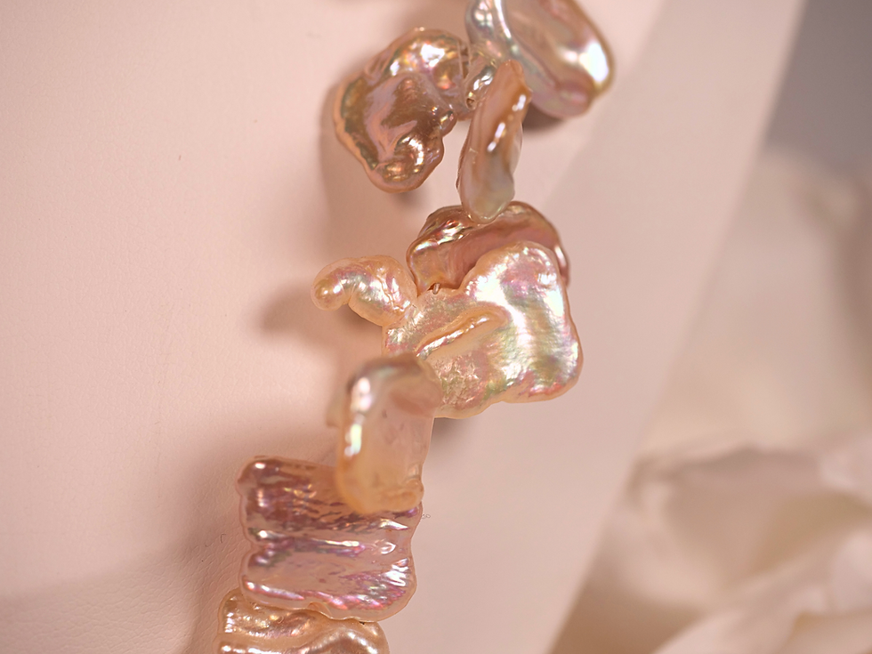 Thumbnail: one-of-a-kind pink jewelry luminous freshwater pearls soft pink hue pearls shell-inspired jewelry pastel pearls high-luster
