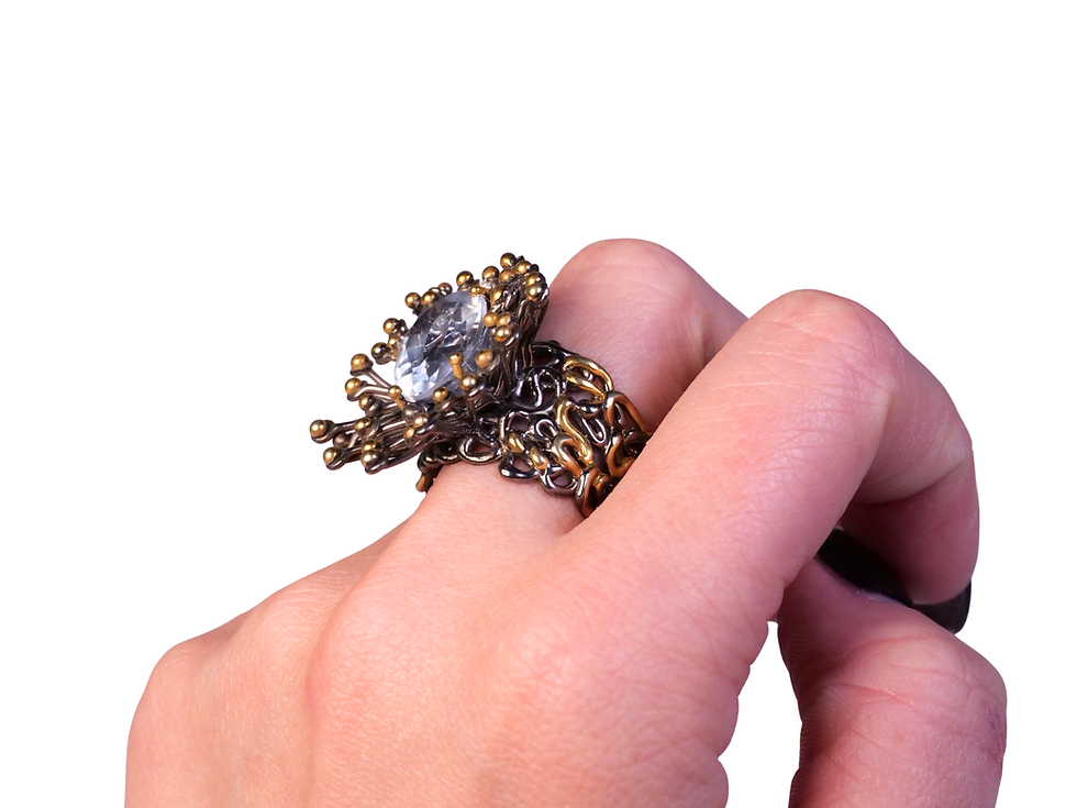 Thumbnail: crystal ring, blue topaz jewelry, topaz jewelry, sterling silver ring, 925 silver ring, oxidized sterling silver