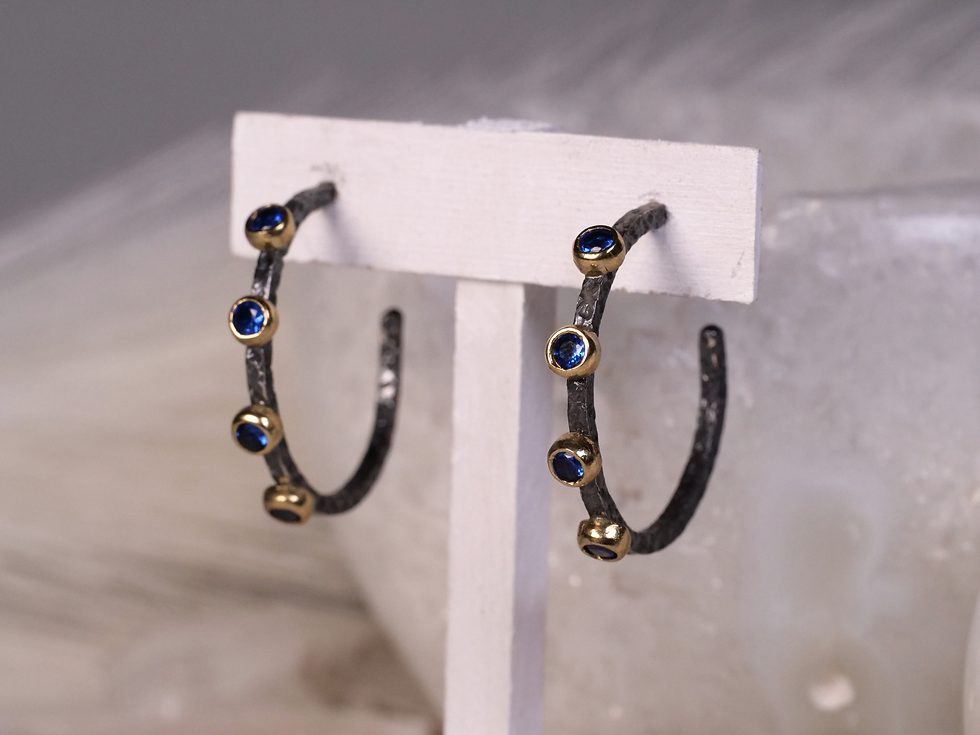 bora earrings, bora hoop earrings, bora jewelry, blue sapphire hoop earrings, sapphire hoop earrings,