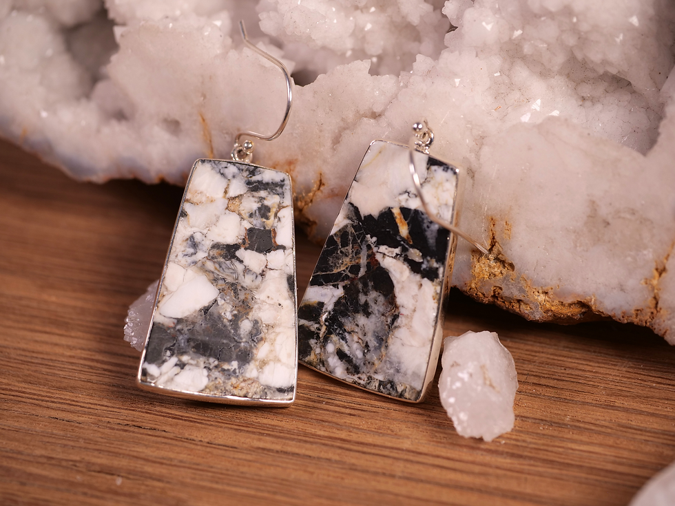 Thumbnail: montana white buffalo turquoise earrings rustic design elegant natural stone earrings lightweight comfortable earrings