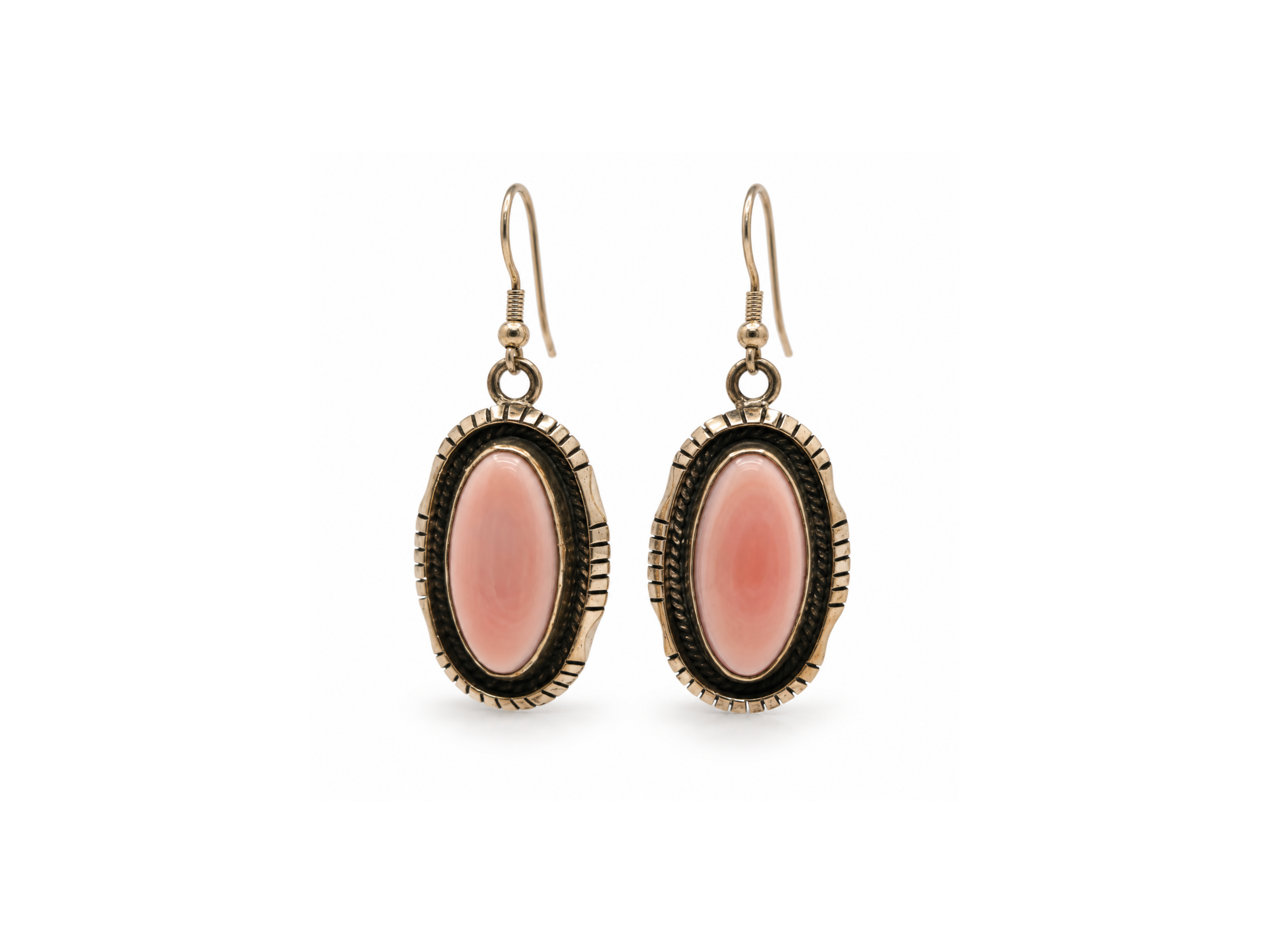 Pink Conch Oval Drop Earrings