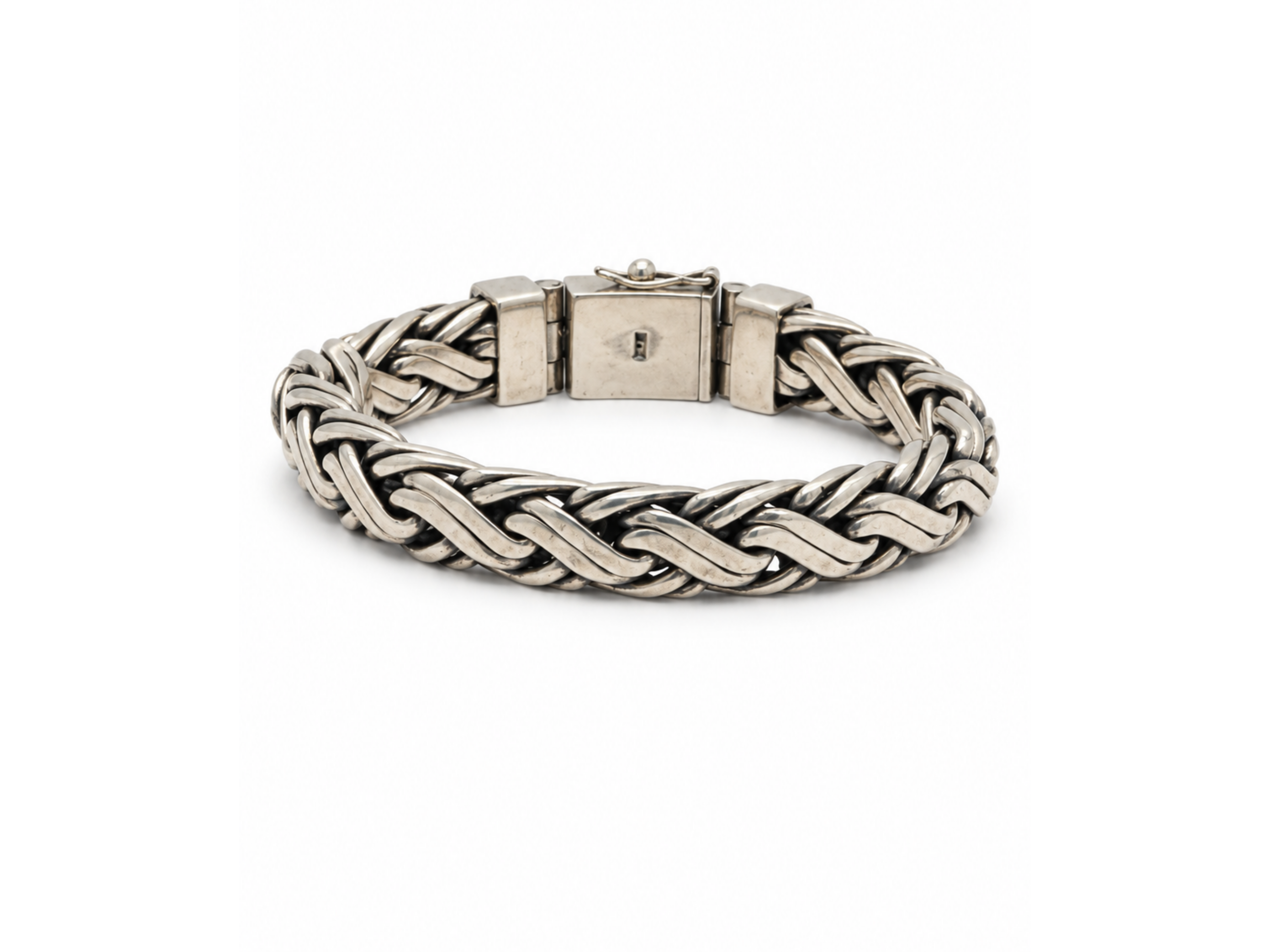 silver tone bracelet, braided link bracelet, woven chain bracelet, chunky chain bracelet, interlocking link bracelet, sculptu