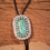 Thumbnail: jewelry piece artisan bolo tie traditional bolo tie polished turquoise bolo rustic bolo tie silver and stone bolo