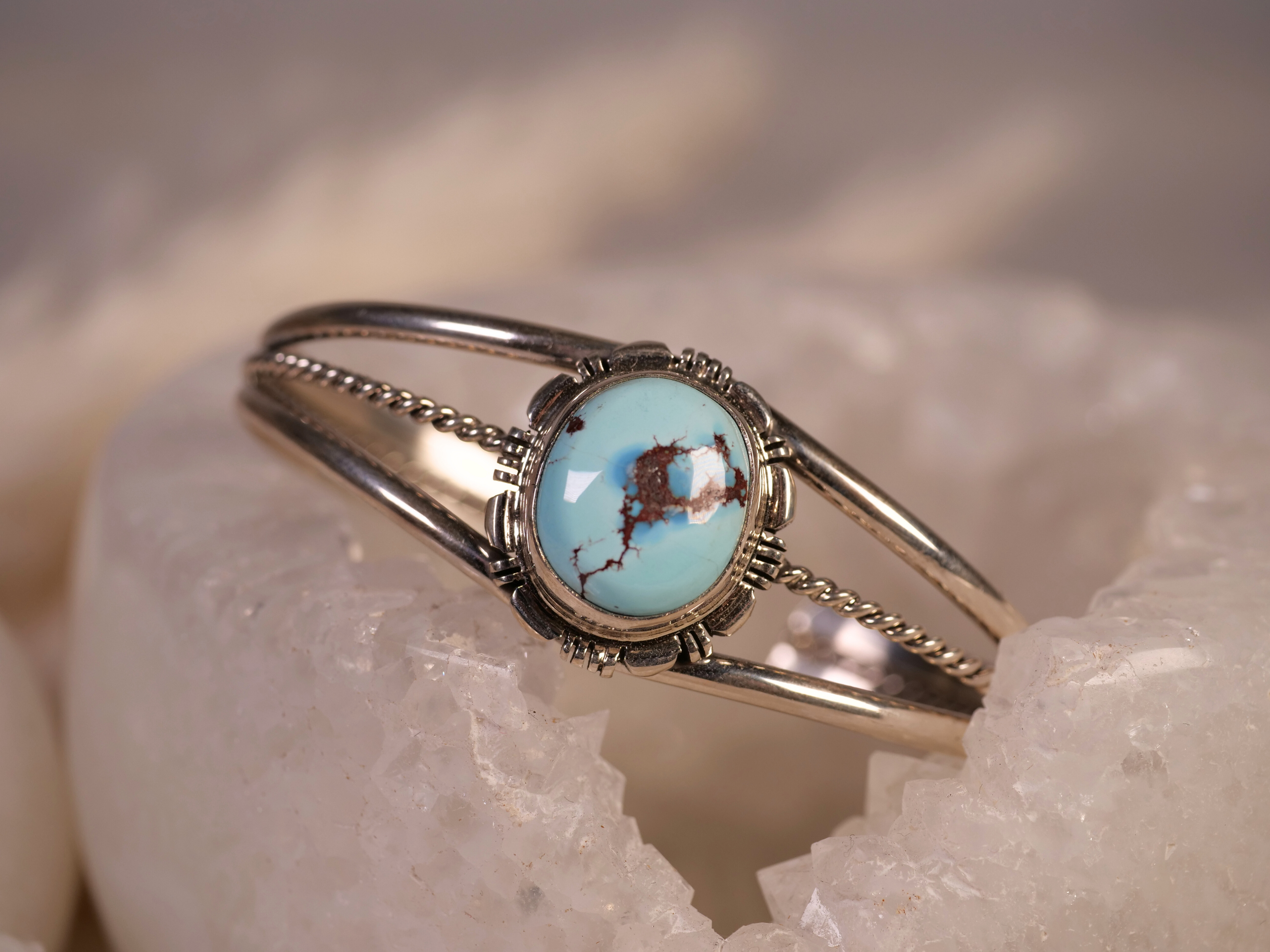 golden hill turquoise cuff, golden hill turquise bracelet, three wire cuff, split wire cuff, sterling