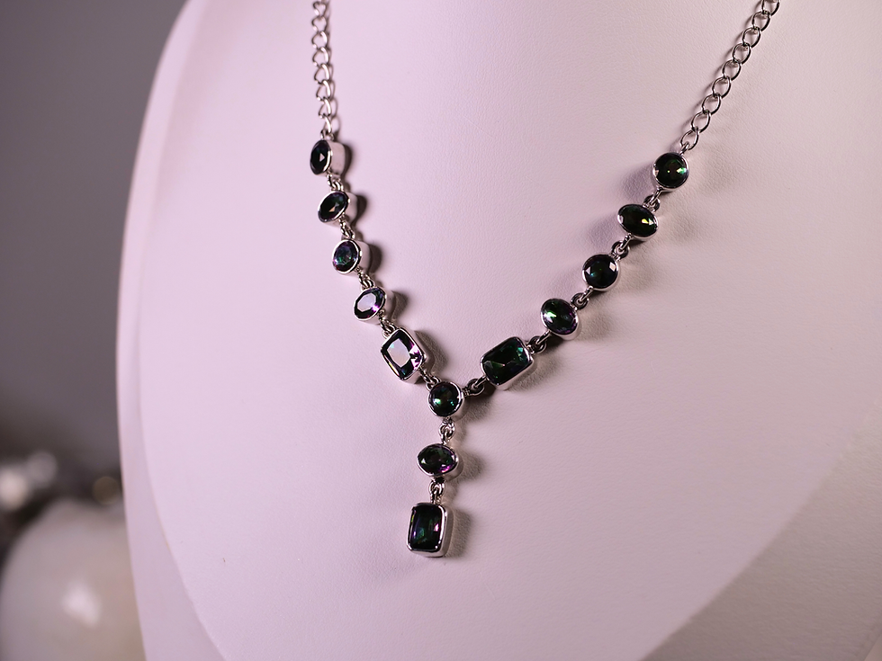 Thumbnail: boho necklace, elegant gemstone, unique jewelry, shimmering necklace, mystical stones, sterling silver topaz,