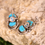 Thumbnail: turquoise earrings, double stone turquoise, turquoise and silver, artistic turquoise earrings, unique turquoise jewelry, turq