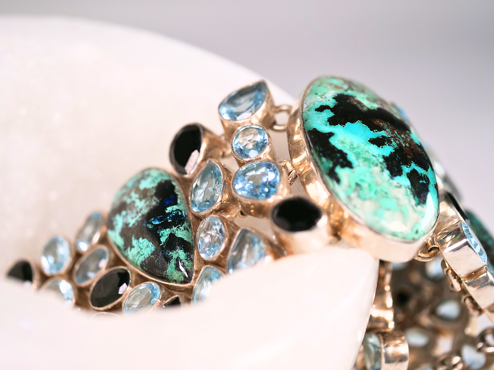 Thumbnail: Blue Topaz, Chrysocolla, and Black Onyx Bracelet