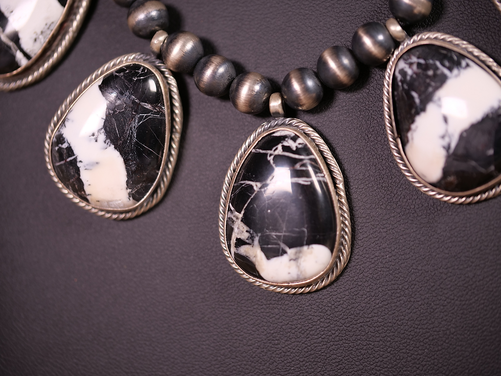Thumbnail: bohemian white buffalo necklace, bold gemstone jewelry buffalo, white buffalo jewelry heritage, natural stone buffalo