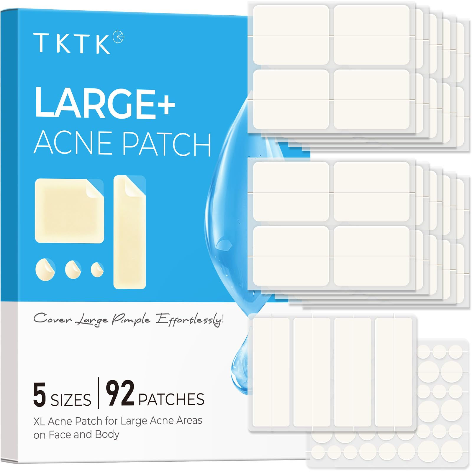 TKTK Max Coverage Acne Healing Patches - 92 Assorted Sizes