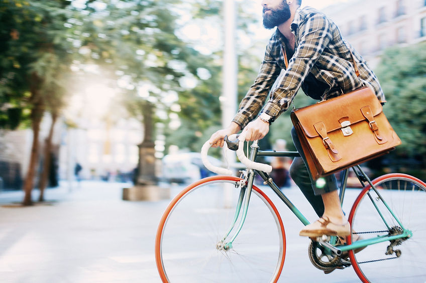 Urban Man Riding Bicycle