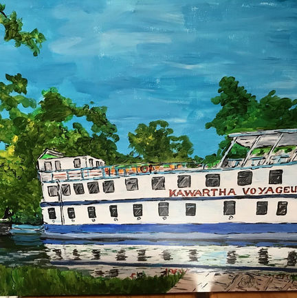 Rideau Canal Lock in Merrickville, Ontario with the tourist boat Kawartha Voyageur.