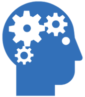 Sm'ART Session Logo of a head with thinking gears in brain