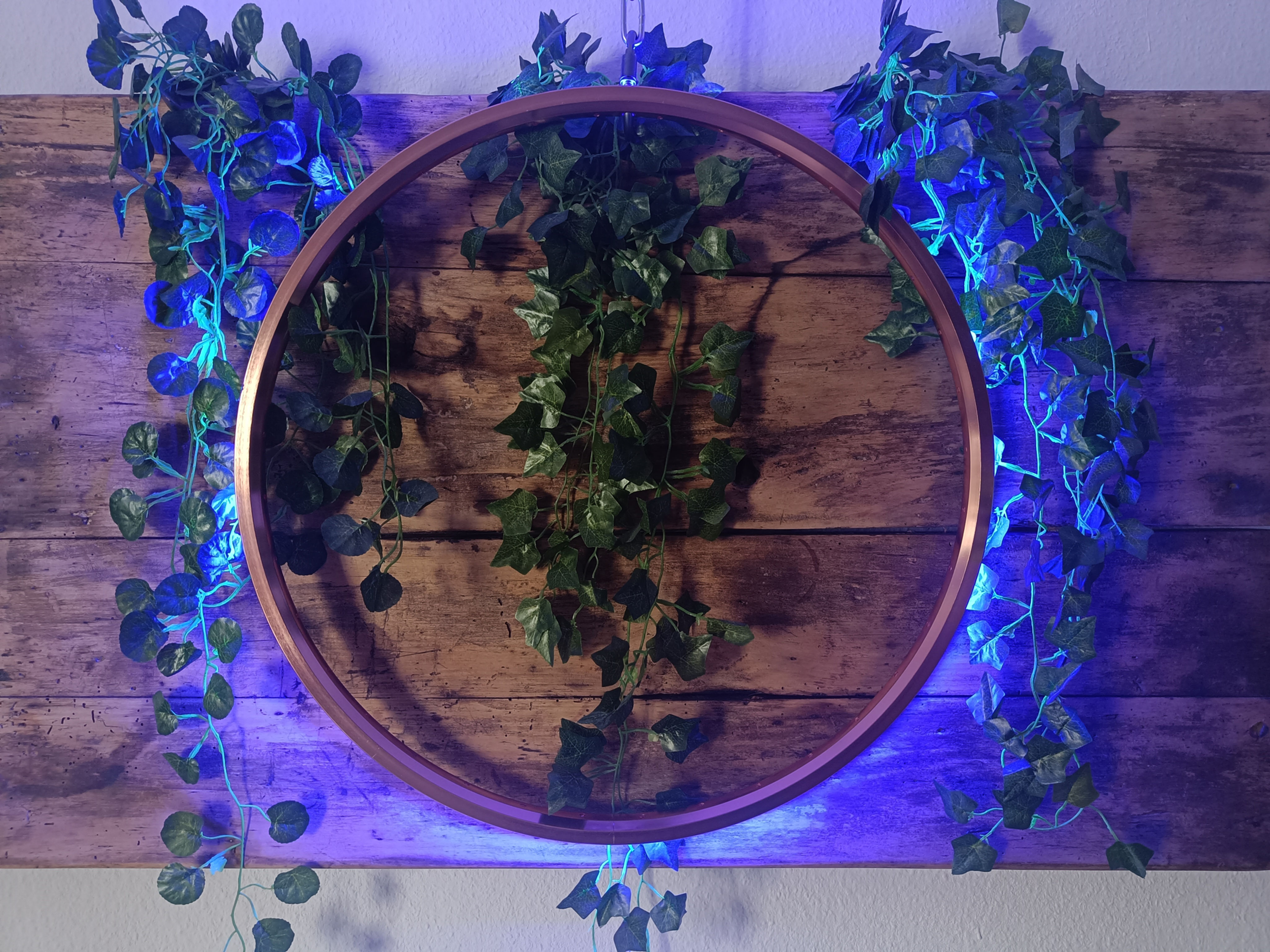 Copper rim wall light with RGB color changing and chain suspension