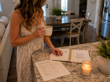 woman looking at cleaning schedule
