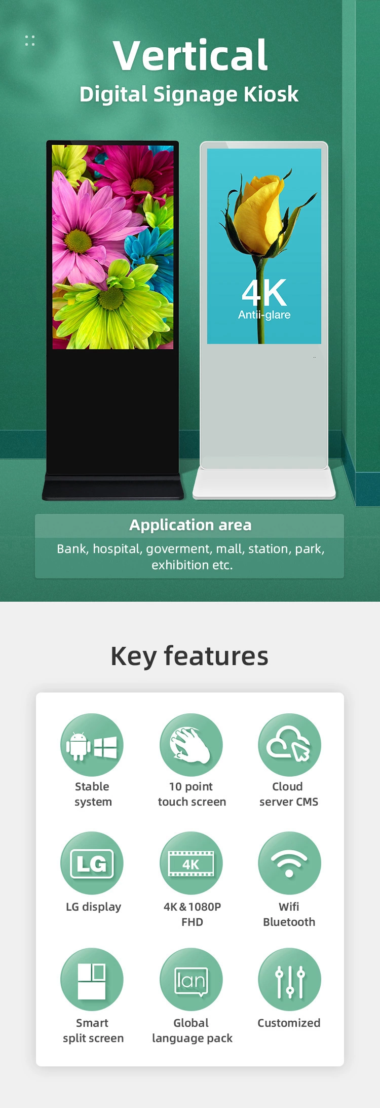 Thumbnail: Ultra Thin Indoor Digital Signage Kiosk Android LCD Advertising Player