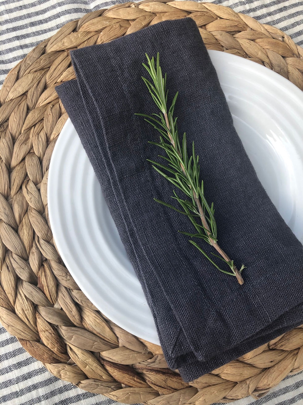 Thumbnail: Set of 2 Charcoal Washed Linen Napkins