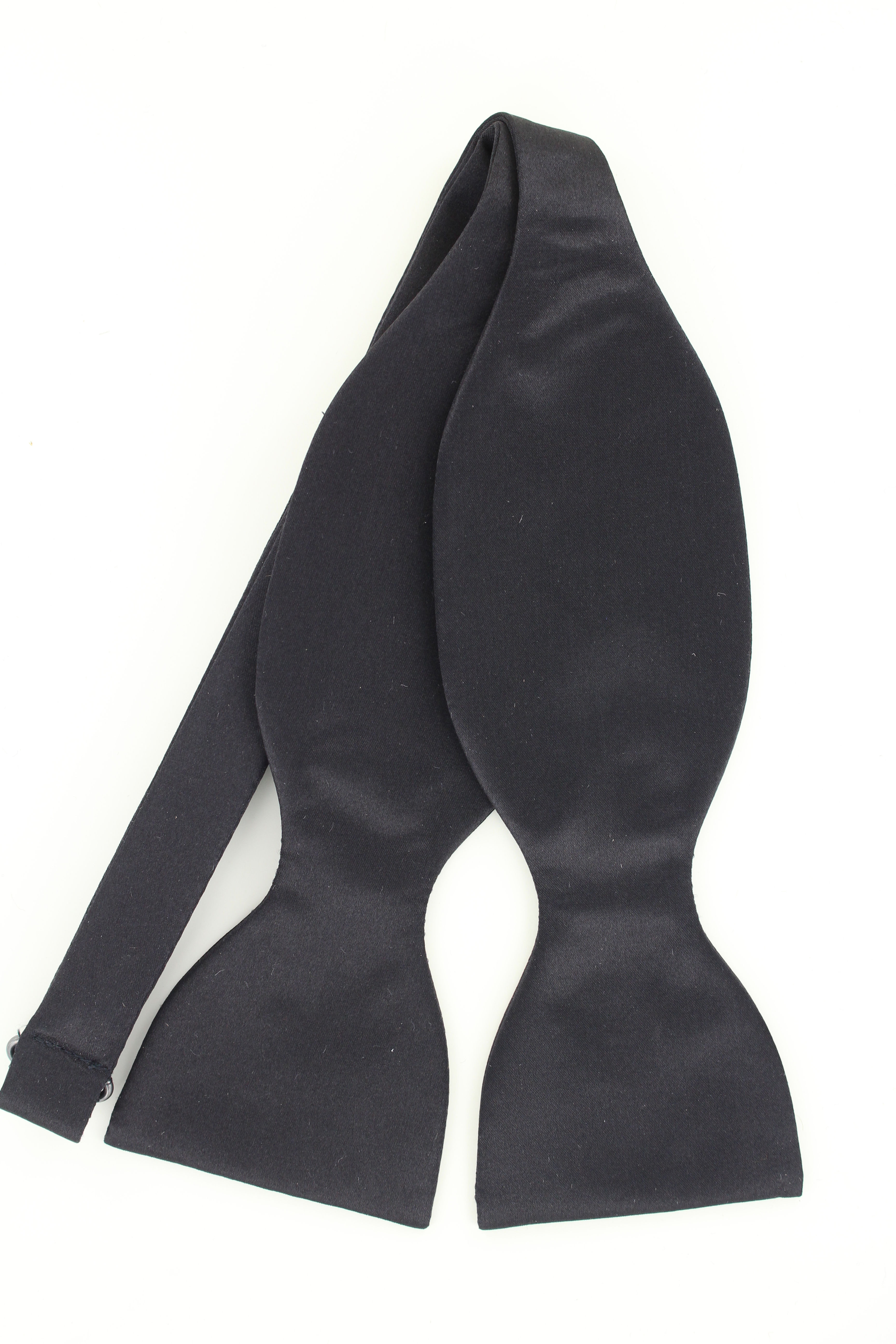 Black Silk Satin Self Tie Bow