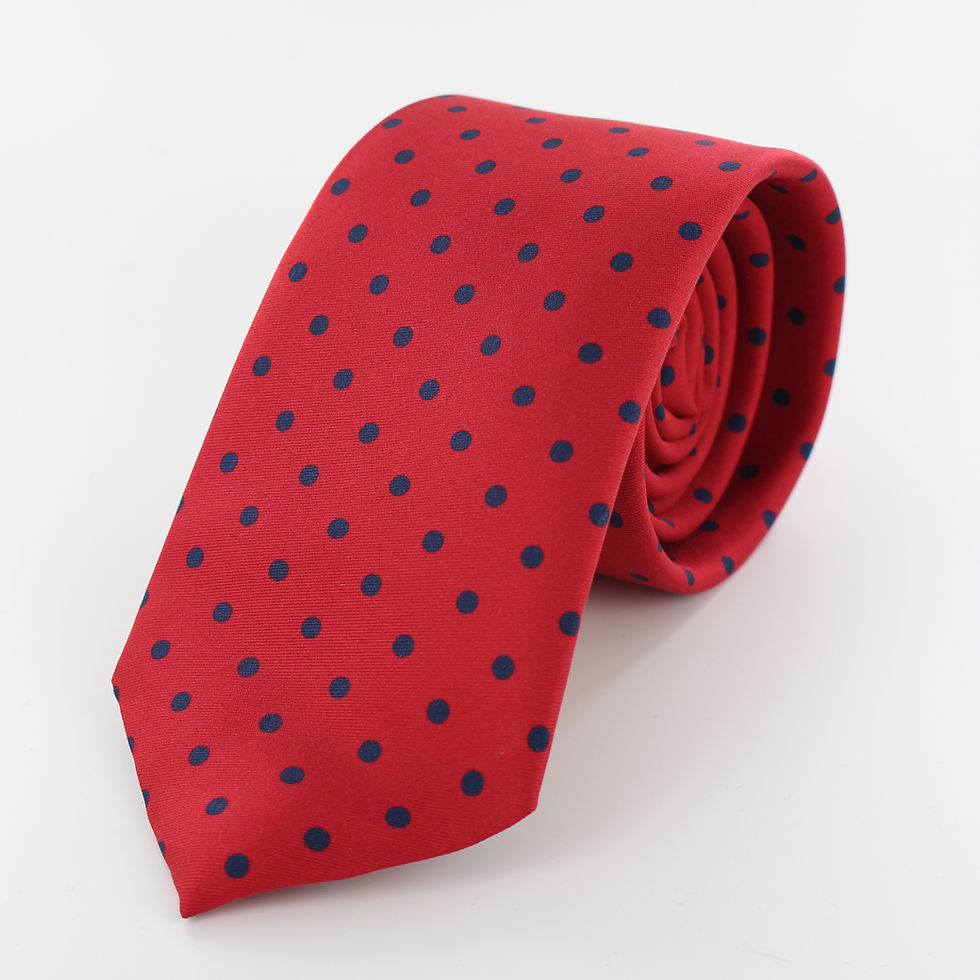 Red/Navy 'Spot' Silk Print Tie