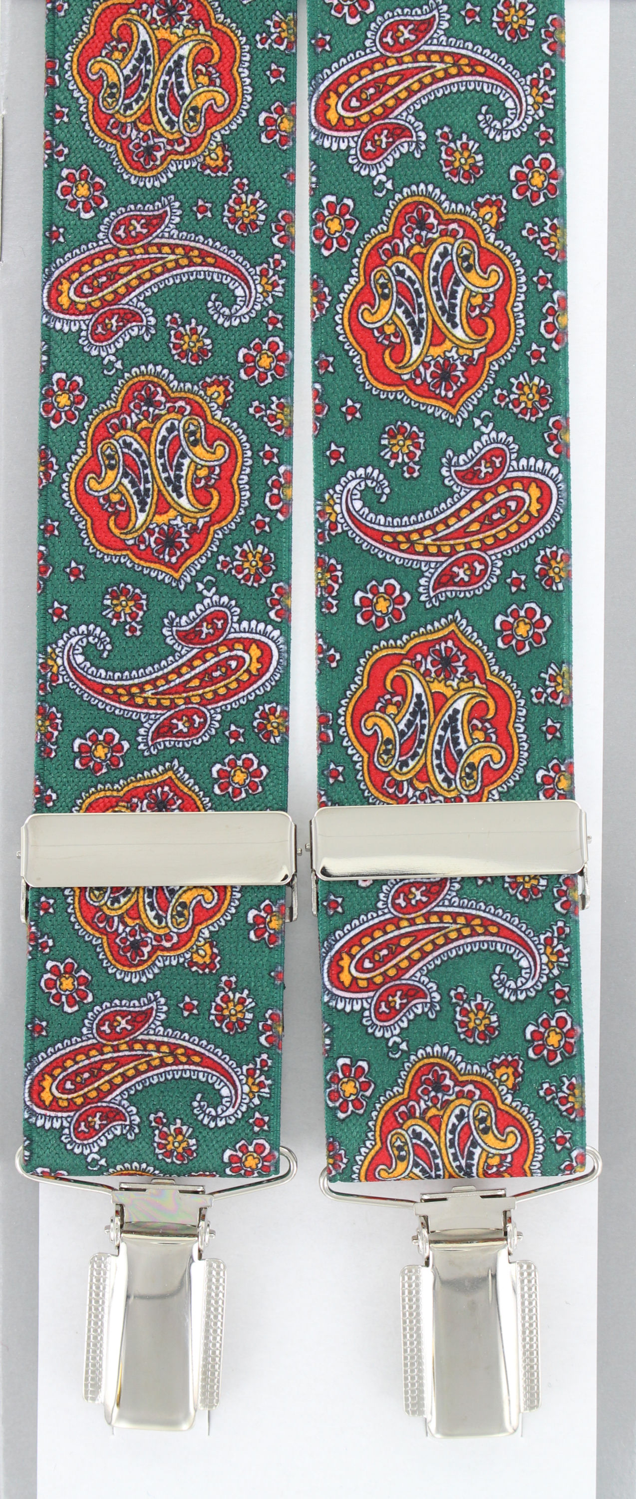 Green/Red Paisley Print Braces
