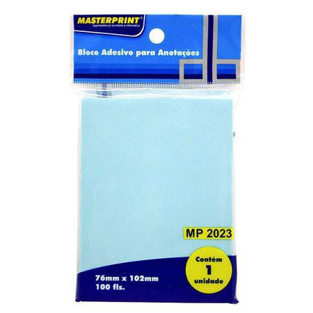 Bloco Adesivo (Post It) 76x102mm Masterprint 100fls - Azul (Ref.: MP2023)