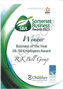 Somerset Business Awards certificatw