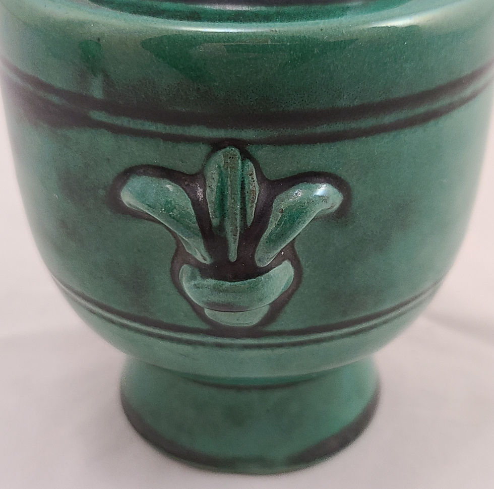 Thumbnail: Upsala Ekeby Sweden Art Deco Earthenware Vase with Fleur-de-lis Design c1930