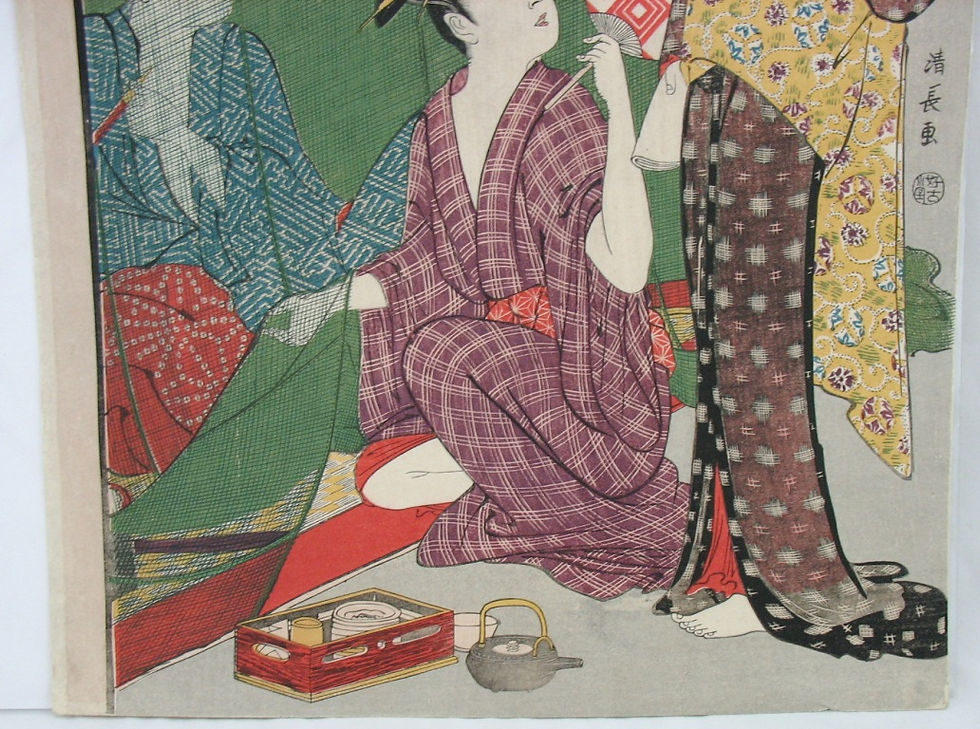 Thumbnail: Kiyonaga, Torii (1752-1815)  'Mosquito Net', Series 'Contest'