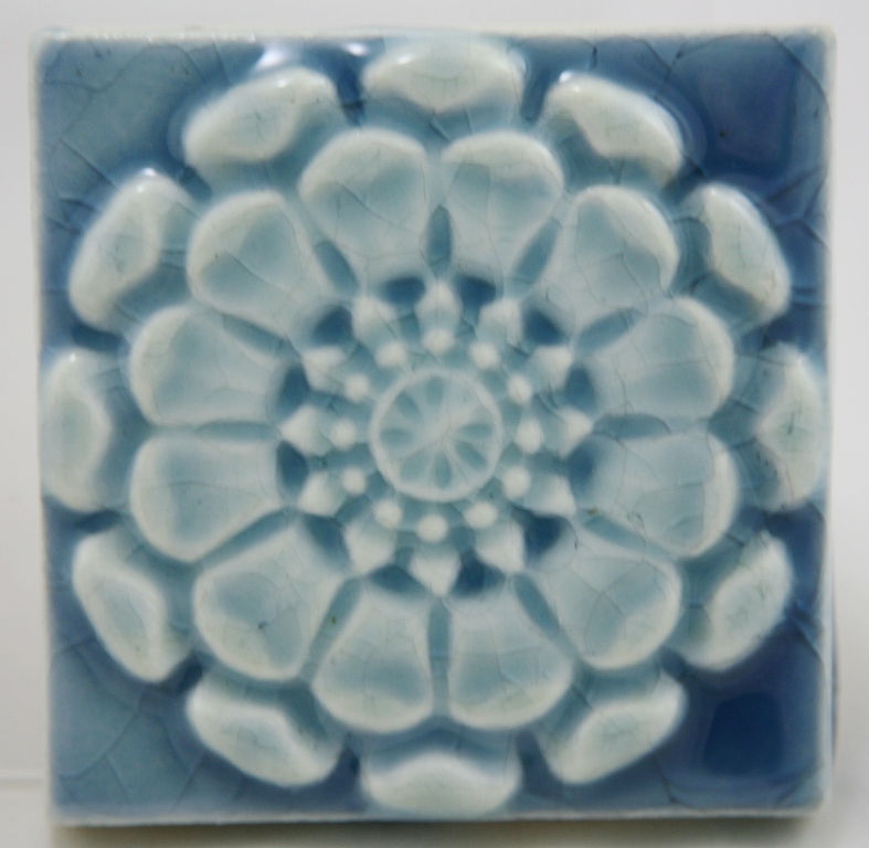 Thumbnail: Trent Tile Co. Zinnia Blossom 3" Square Tile in Azure Blue Glaze